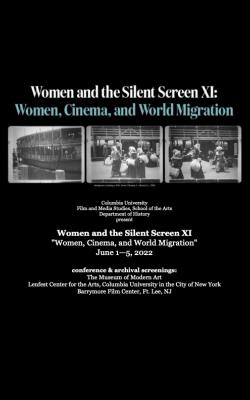 A poster for the Women and Silent Screen festival, with three decorative film stills.